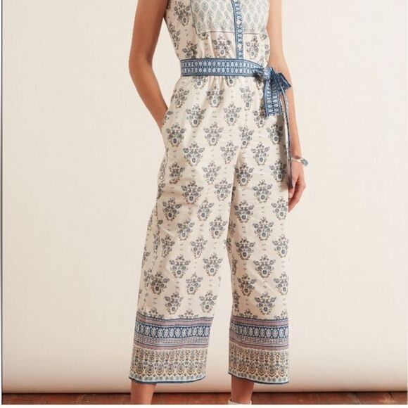 Gal Meets Glam Collection Eden Jumpsuit Women’s Blue Combo Sleeveless Sz 2 Boho - Picture 2 of 7